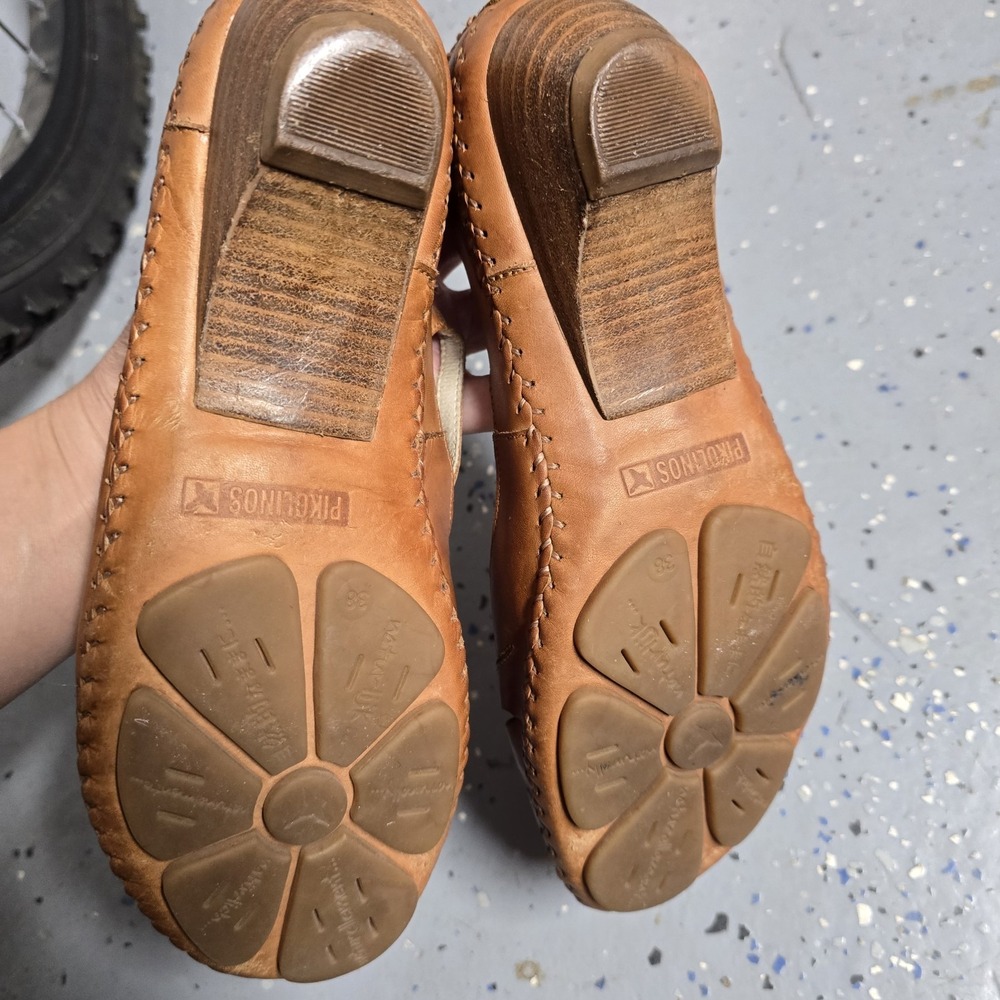 Pikolinos Puerto Vallarta Leather Wedge Mary Jane Cutout Shoes Brown Women Size - Picture 7 of 9
